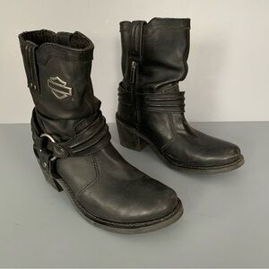 Harley-Davidson Jade WOMENS Black D83561 Leather Harness Motorcycle Boots 8.5